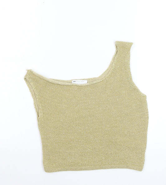 ASOS DESIGN Women's Gold One Shoulder Cropped Tank Top Size S