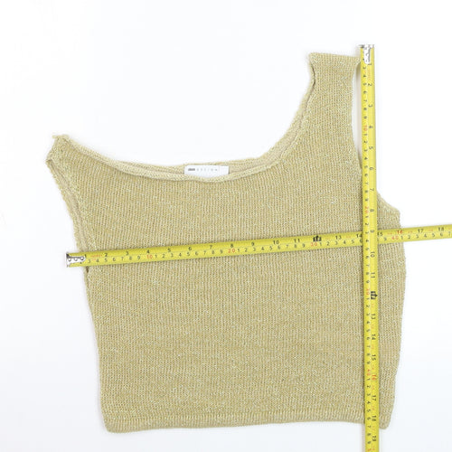 ASOS DESIGN Women's Gold One Shoulder Cropped Tank Top Size S
