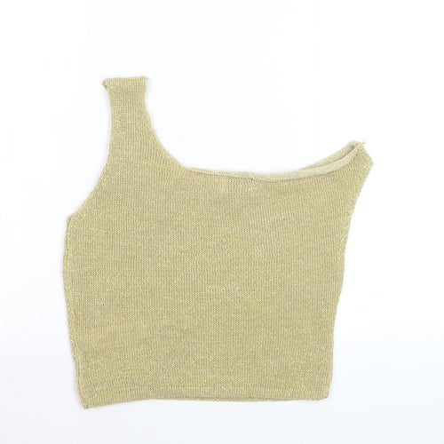 ASOS DESIGN Women's Gold One Shoulder Cropped Tank Top Size S