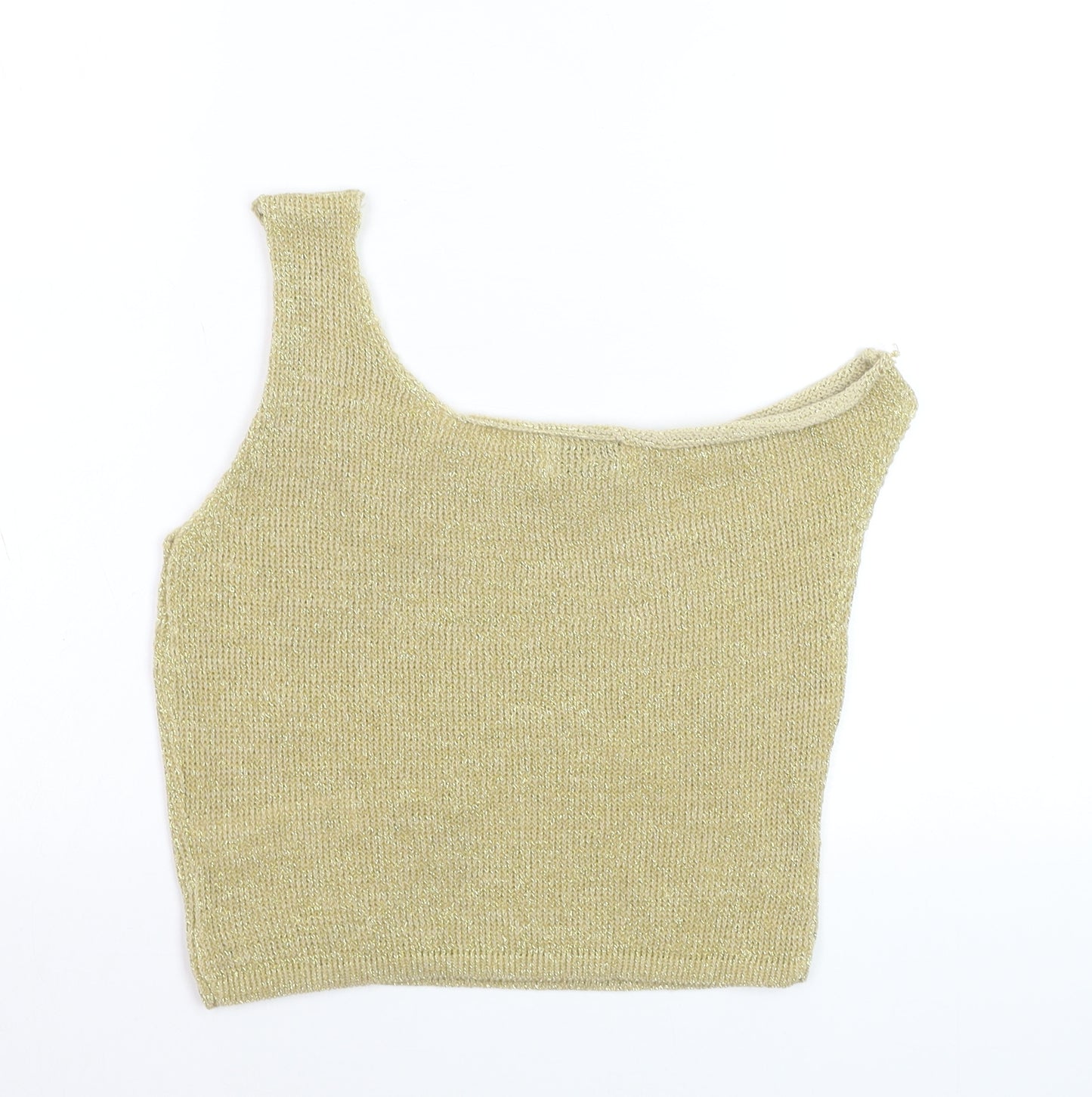 ASOS DESIGN Women's Gold One Shoulder Cropped Tank Top Size S