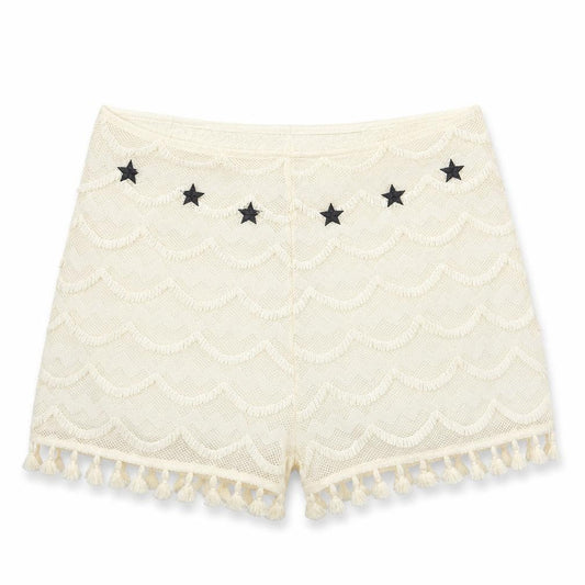 Glamorous Women Ivory Tasselled Lace Shorts Lined Size L