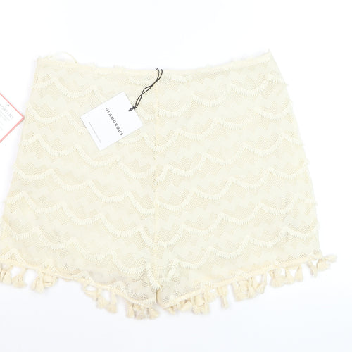 Glamorous Women Ivory Tasselled Lace Shorts Lined Size L