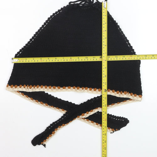 Mango Women Black Crochet Halter Handmade Tank Top Size 10