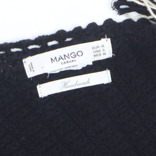 Mango Women Black Crochet Halter Handmade Tank Top Size 10