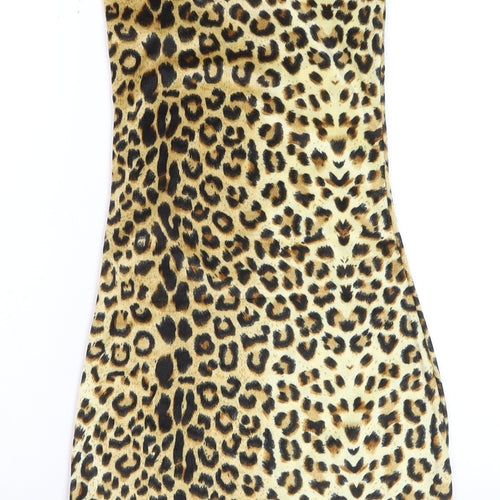 Wicked Costumes Women Brown Leopard Print One Shoulder Dress XS
