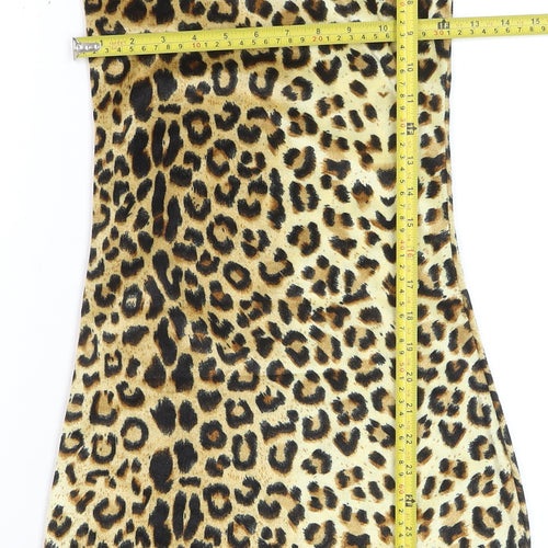 Wicked Costumes Women Brown Leopard Print One Shoulder Dress XS