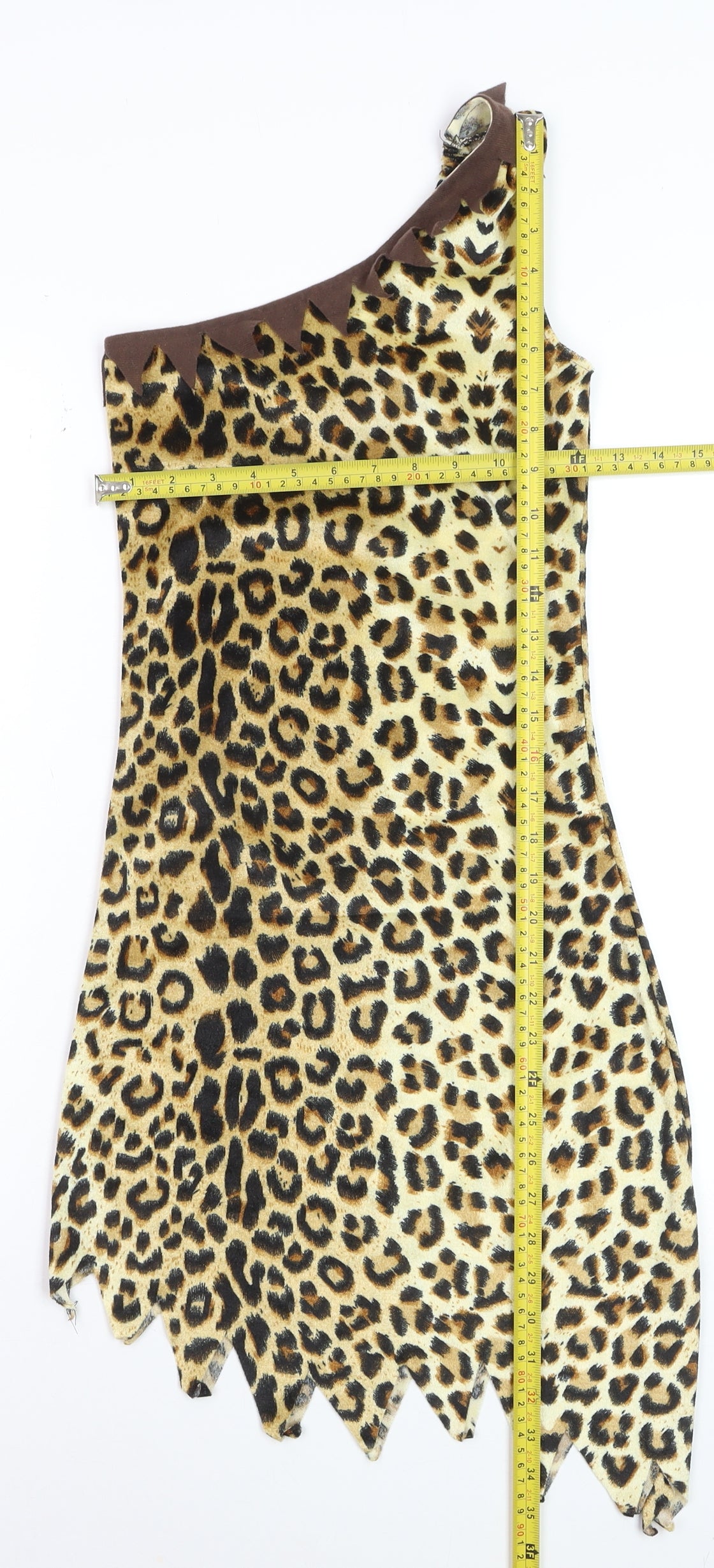 Wicked Costumes Women Brown Leopard Print One Shoulder Dress XS