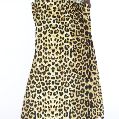 Wicked Costumes Women Brown Leopard Print One Shoulder Dress XS