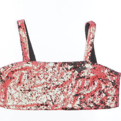 ASOS Women’s Pink Sequin Cropped Tank Top Size 16 Party Wear