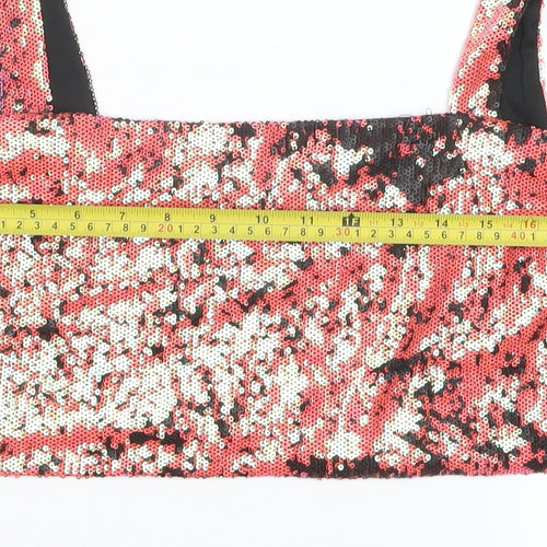 ASOS Women’s Pink Sequin Cropped Tank Top Size 16 Party Wear