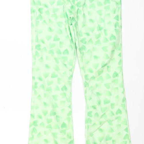 NEON & NYLON Women's Green Heart Print Flared Jeans M 32