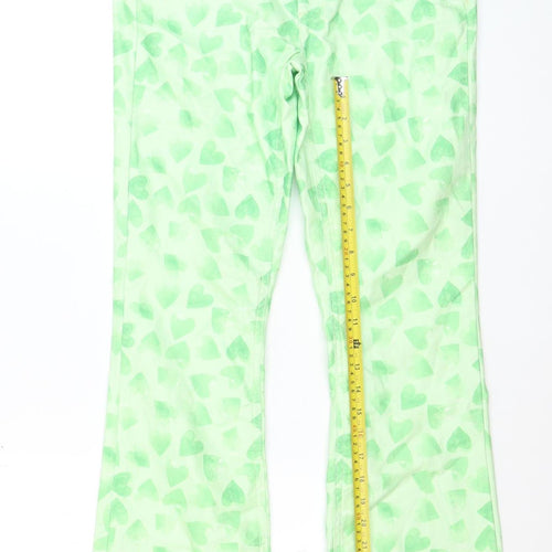 NEON & NYLON Women's Green Heart Print Flared Jeans M 32
