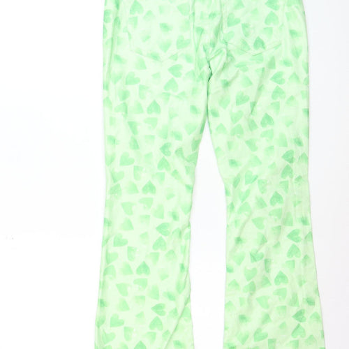 NEON & NYLON Women's Green Heart Print Flared Jeans M 32