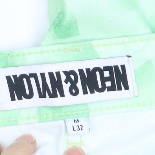 NEON & NYLON Women's Green Heart Print Flared Jeans M 32
