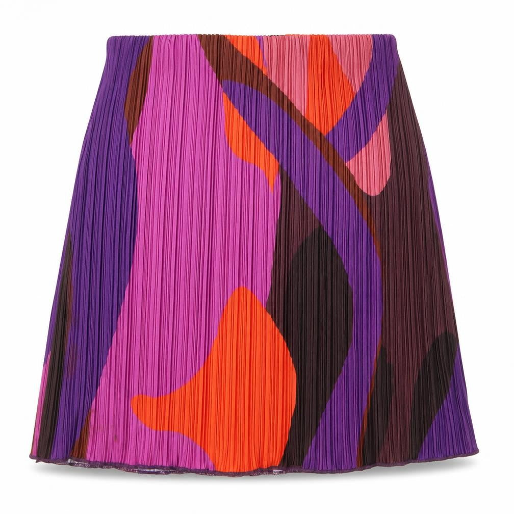 Front view of PRETTYLITTLETHING Women’s Multicoloured Pleated Short Skirt, size UK 10