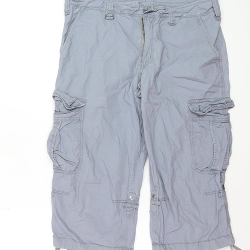 Uniqlo Men's Grey Cargo Shorts L Cotton Casual Lightweight