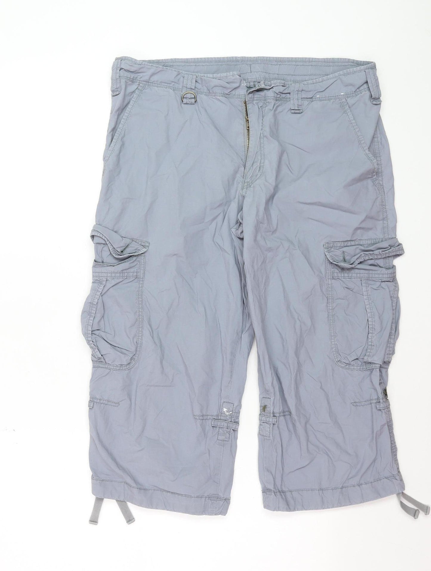 Uniqlo Men's Grey Cargo Shorts L Cotton Casual Lightweight