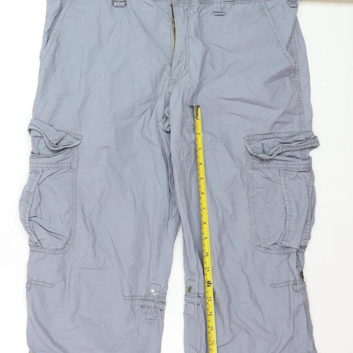 Uniqlo Men's Grey Cargo Shorts L Cotton Casual Lightweight