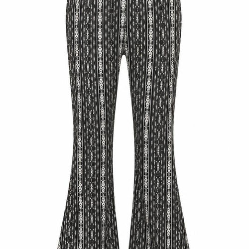 QED London Women’s Black Geometric Flared Trousers Size 8
