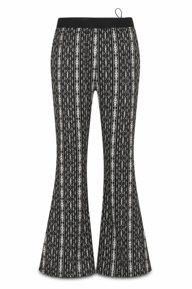 QED London Women’s Black Geometric Flared Trousers Size 8