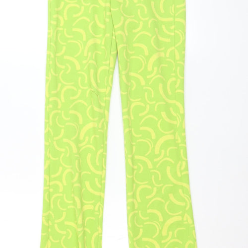 Zara Women's Green Geometric Flared Trousers XS