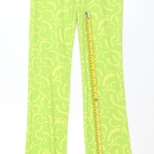 Zara Women's Green Geometric Flared Trousers XS