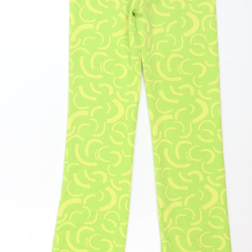 Zara Women's Green Geometric Flared Trousers XS