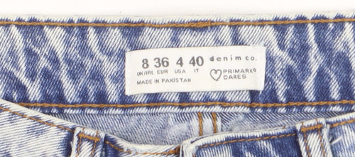 Primark Women’s Blue Acid Wash High Rise Mom Denim Shorts Size 8
