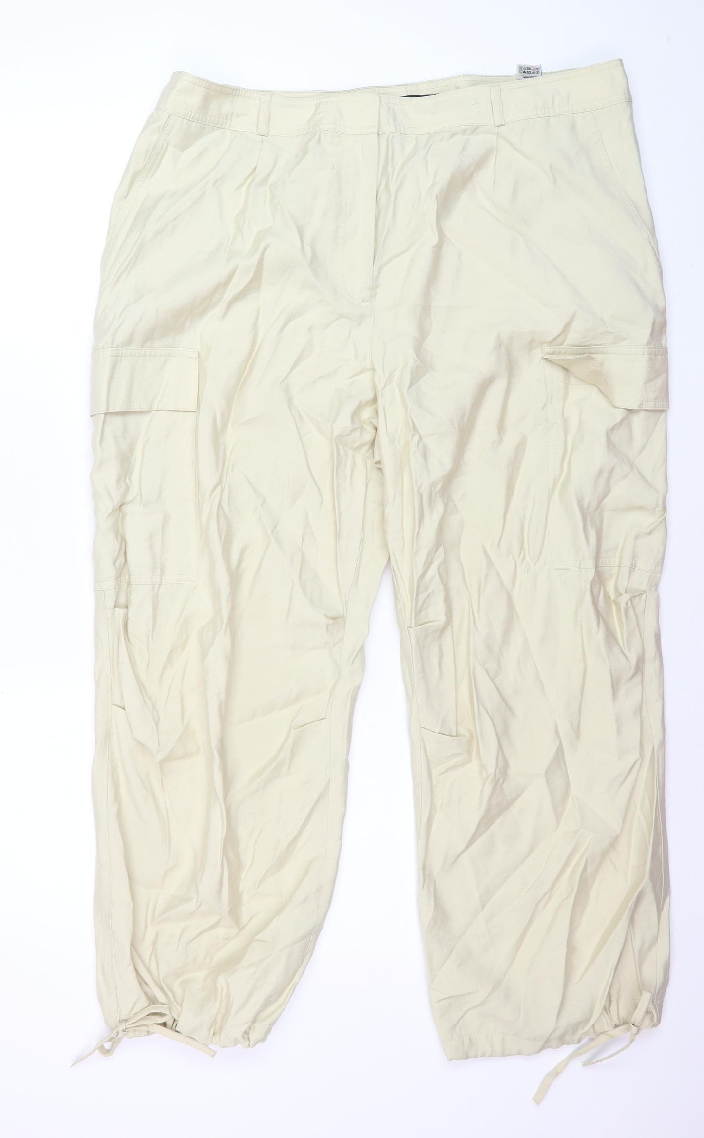 Marks and Spencer Women Beige Cargo Trousers Size 20 Regular