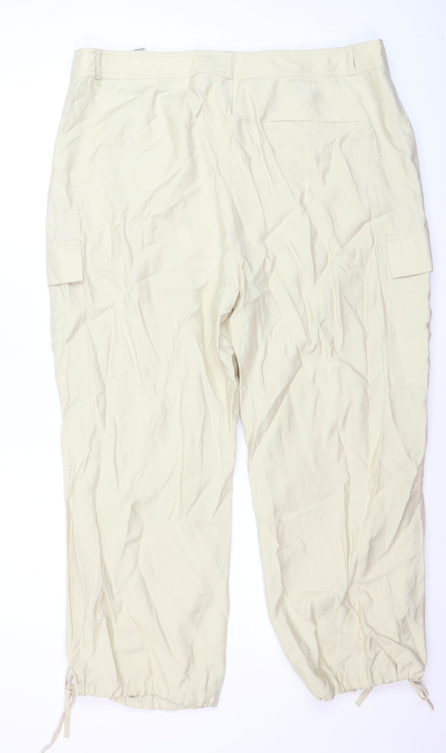 Marks and Spencer Women Beige Cargo Trousers Size 20 Regular