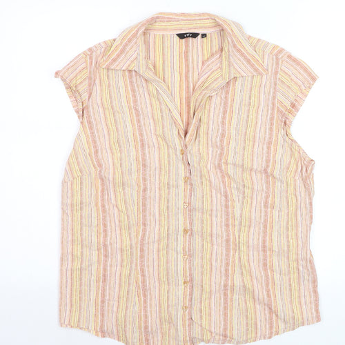 ♥♥♥ Women’s Multicoloured Striped Collared Button-Up Shirt Size 18