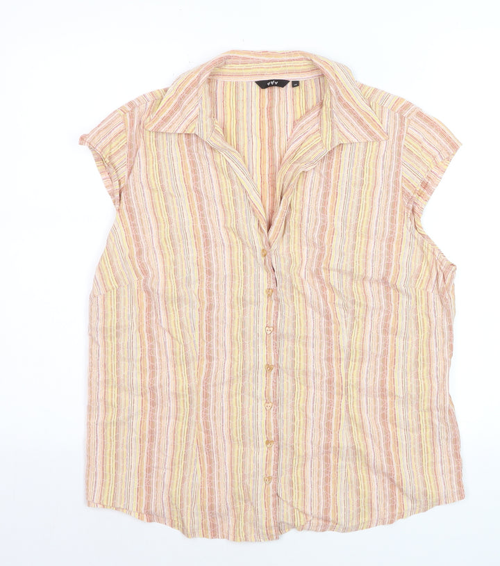 ♥♥♥ Women’s Multicoloured Striped Collared Button-Up Shirt Size 18