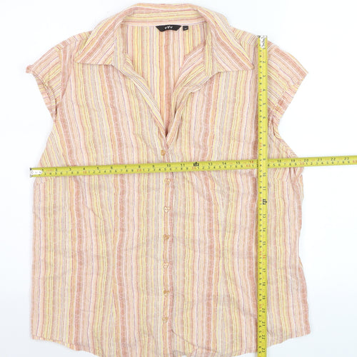 ♥♥♥ Women’s Multicoloured Striped Collared Button-Up Shirt Size 18