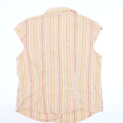 ♥♥♥ Women’s Multicoloured Striped Collared Button-Up Shirt Size 18