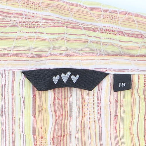 ♥♥♥ Women’s Multicoloured Striped Collared Button-Up Shirt Size 18
