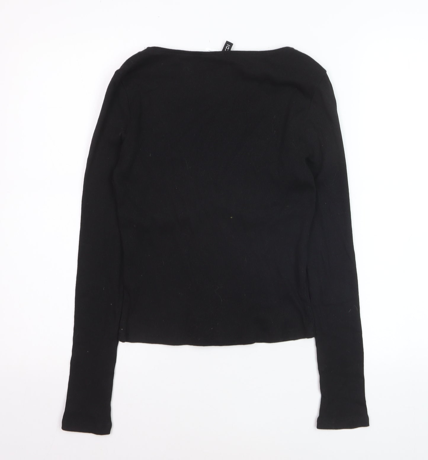H&M Divided Women’s Black Cropped Long Sleeve V-Neck Top Size 12