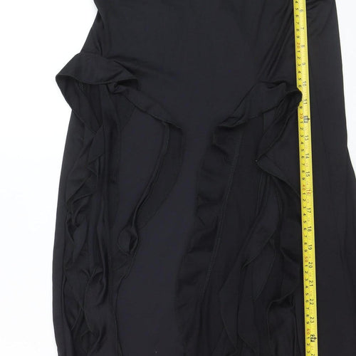 Bershka Womens Black Midi Wrap Ruffle Skirt Size 12