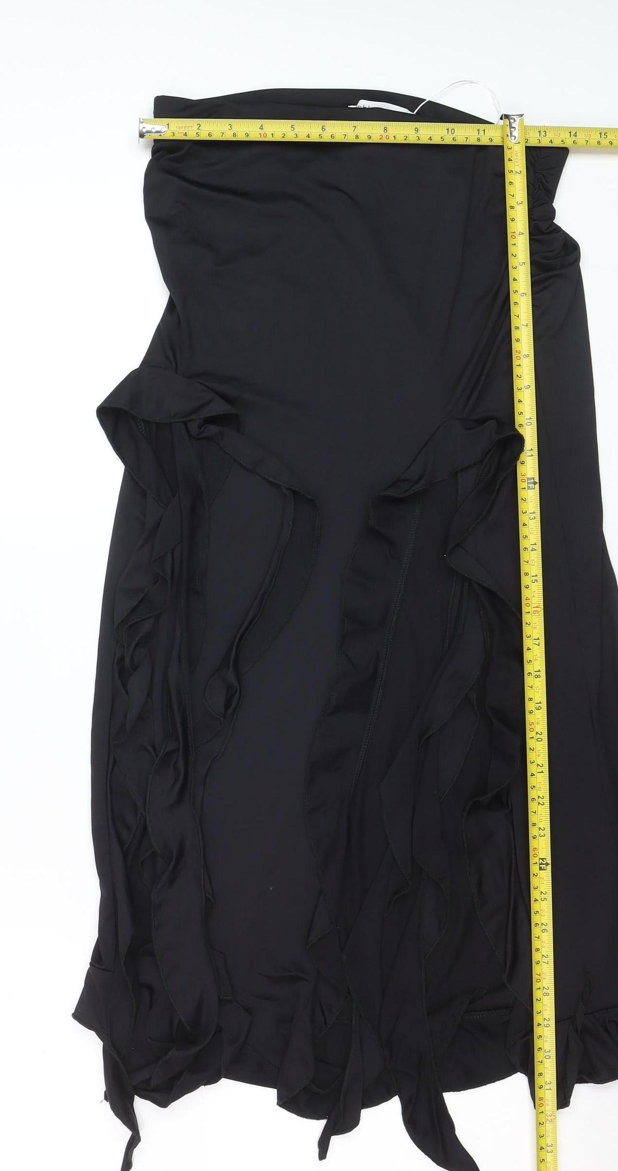 Bershka Womens Black Midi Wrap Ruffle Skirt Size 12