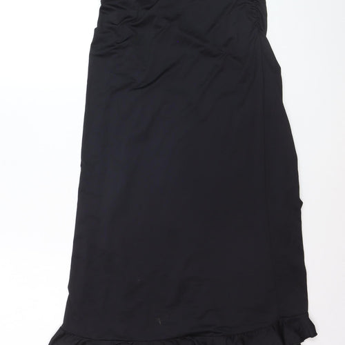 Bershka Womens Black Midi Wrap Ruffle Skirt Size 12