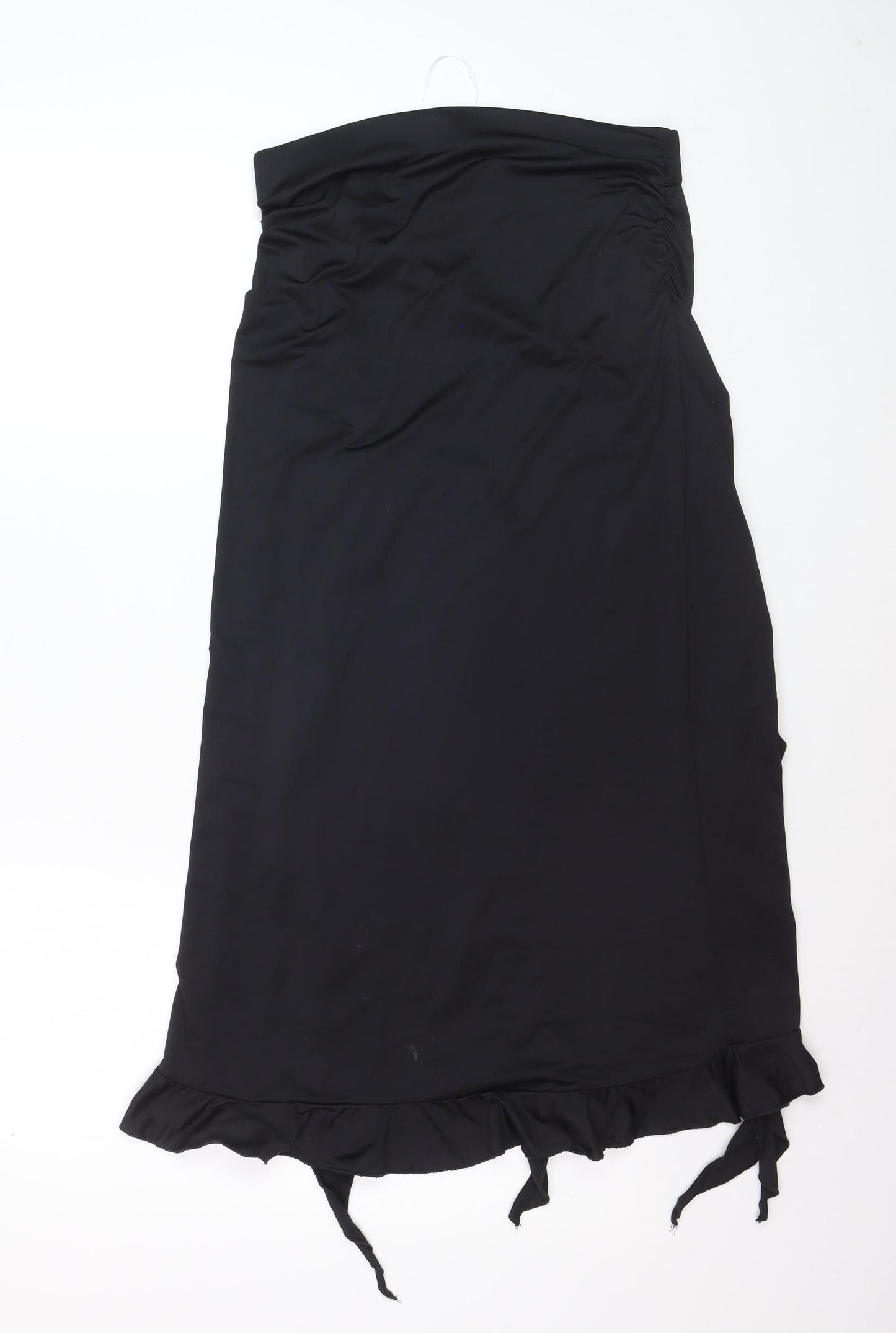 Bershka Womens Black Midi Wrap Ruffle Skirt Size 12