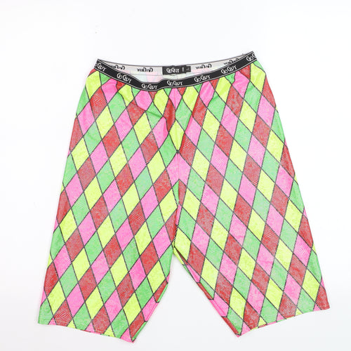 Go Guy Womens Multicoloured Argyle Biker Shorts Size L Festival Wear