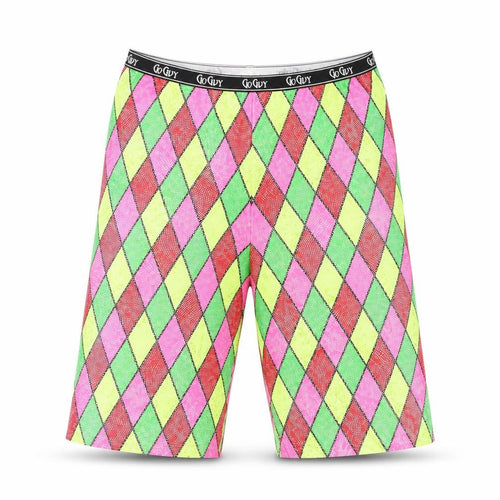 Go Guy Womens Multicoloured Argyle Biker Shorts Size L Festival Wear