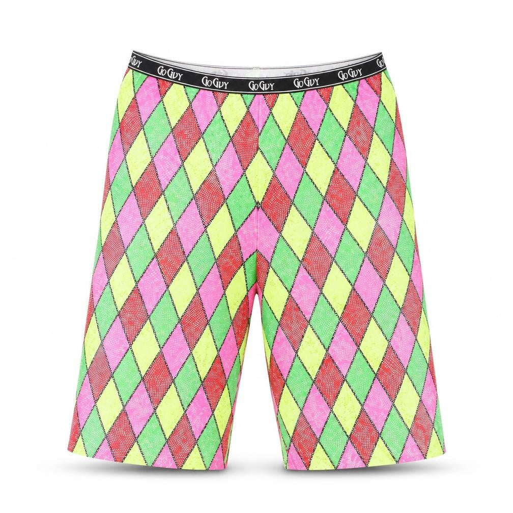 Go Guy Womens Multicoloured Argyle Biker Shorts Size L Festival Wear