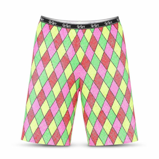 Go Guy Womens Multicoloured Argyle Biker Shorts Size L Festival Wear