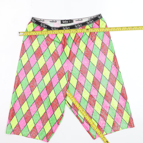 Go Guy Womens Multicoloured Argyle Biker Shorts Size L Festival Wear