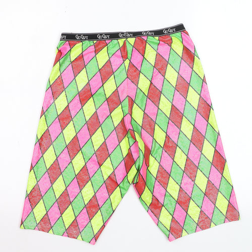 Go Guy Womens Multicoloured Argyle Biker Shorts Size L Festival Wear