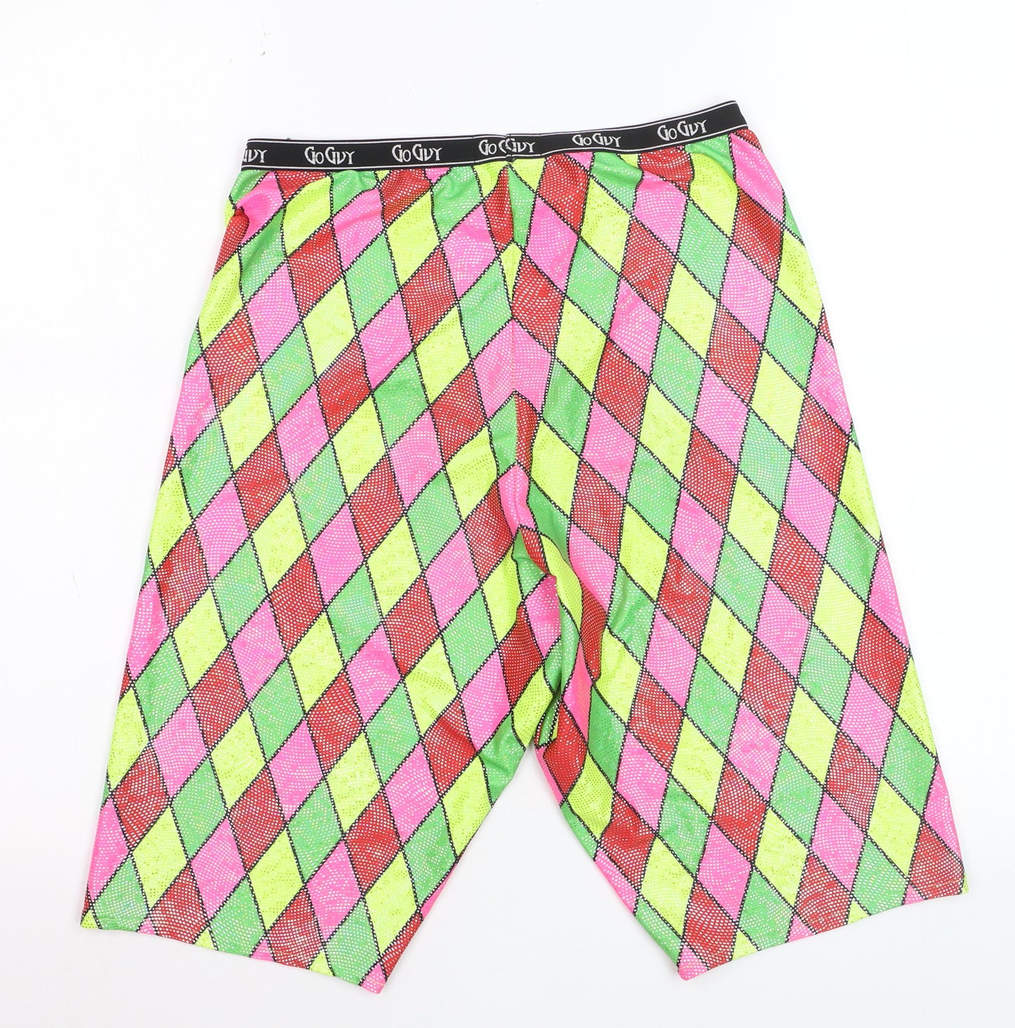 Go Guy Womens Multicoloured Argyle Biker Shorts Size L Festival Wear