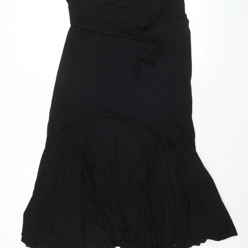 Next Women Black Midi Flare Skirt Size 18 Stretch Viscose