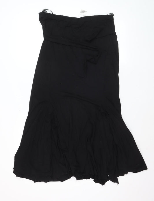 Next Women Black Midi Flare Skirt Size 18 Stretch Viscose