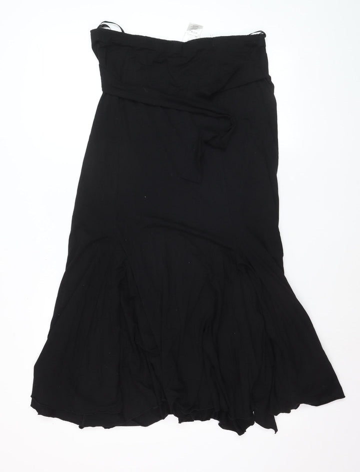 Next Women Black Midi Flare Skirt Size 18 Stretch Viscose